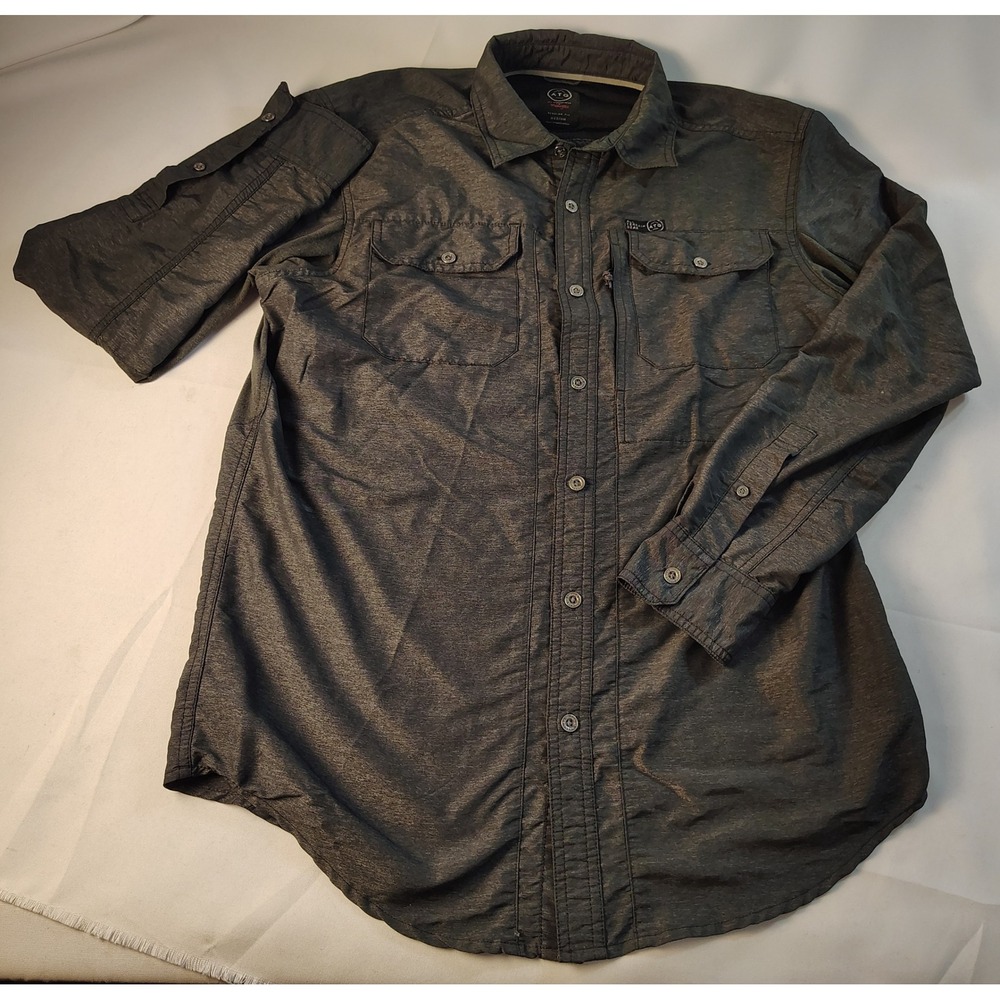 Wrangler ATG All Terrain Gear Mens Medium Gray Long Sleeve Utility Shirt NSB89BK